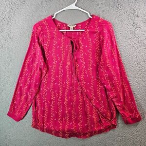 Lucky Brand Wrap Top‎ Women Small Floral Print Red Soft
